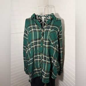 Maurices Green Plaid Boyfriend Button Down Shirt
